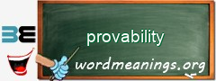 WordMeaning blackboard for provability